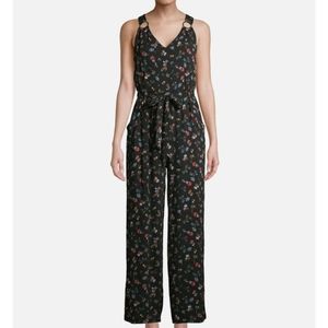 3/$40 NWT! Lightweight Floral Sleeveless Jumpsuit Muted Black Junior's Large
